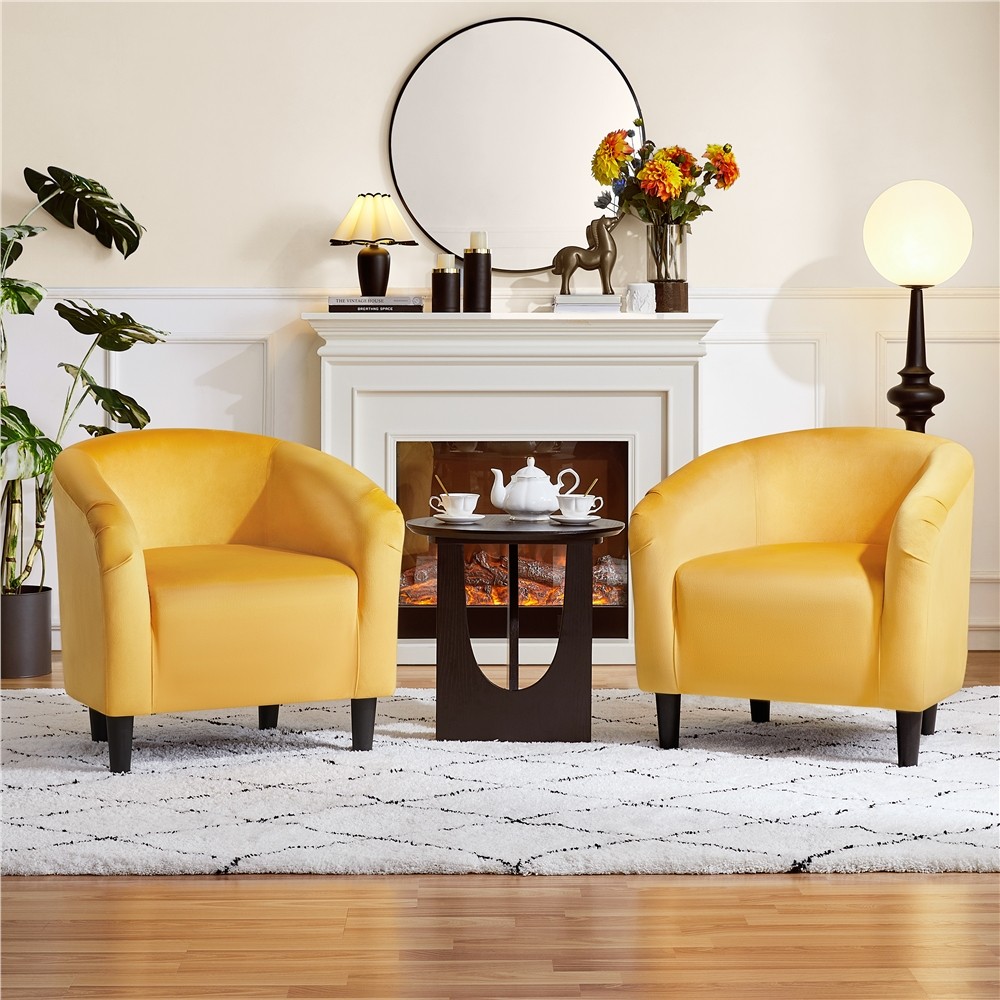 Velvet Accent Chair Modern Barrel Chair For Living Room Bedroom Sturdy