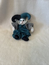 Vintage Porcelain Head Clown Doll with Soft Body