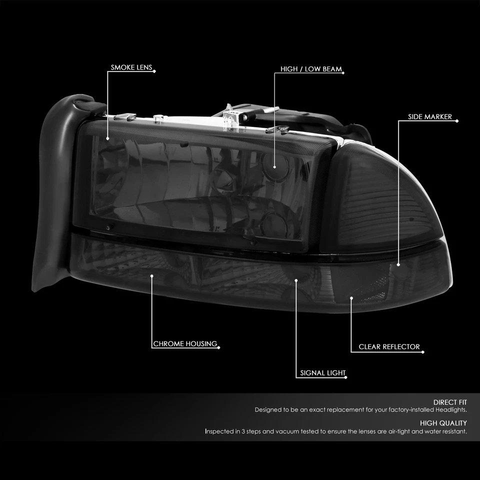 Para 97-04 Dodge Dakota Durango farol lateral transparente fumê lâmpada de para-choque + conjunto de ferramentas - Imagem 2 de 3