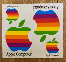 Vintage Apple Computer Stickers 1990 Rainbow Apple Design Never Peeled
