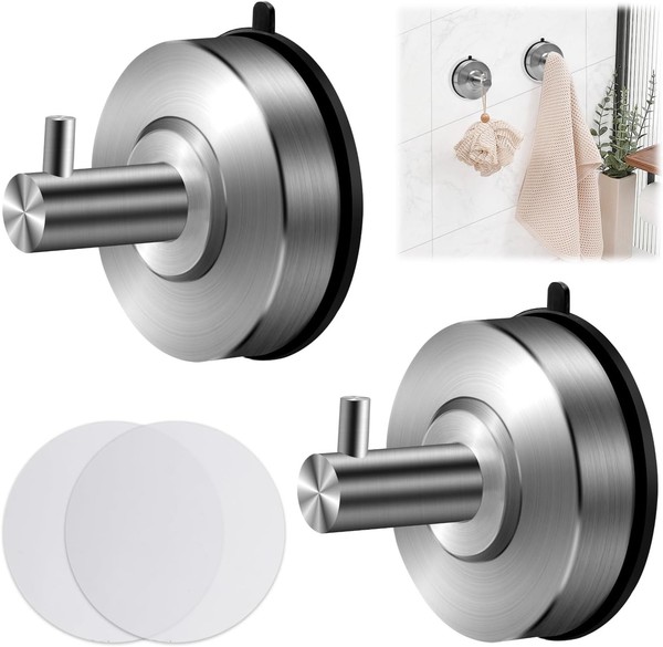 Cgbe 2X Saugnapf Haken – Edelstahl Wandhaken Bad & KüChe, Extra Stark 5Kg-image
