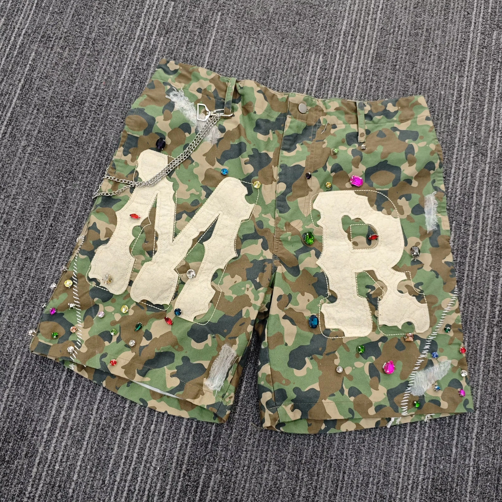Custom Camo Cargo Shorts for Men Embroidered Logo Streetwear Fashion