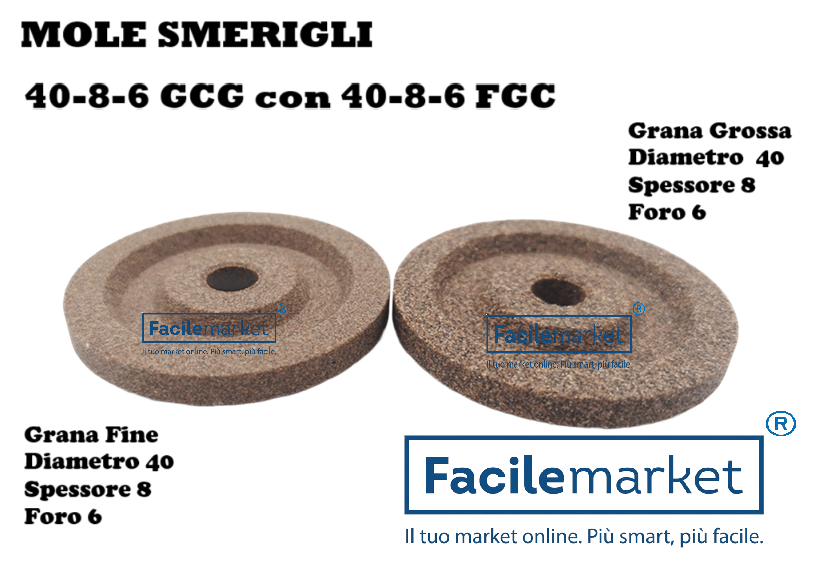 Coppia mole smerigli per affettatrice 40-8-6 GCG con 40-8-6 FGC
