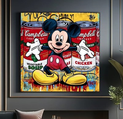 LEINWAND BILD ER BIS 140x140x5 MICKY-MAUS POP-ART KULT CAMPBELLS-SOUP WANDBILD