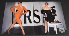 2002 Print Ad Fashion Lady Legs High Heels Brunette Gorgeous Dress Versace 4pgs