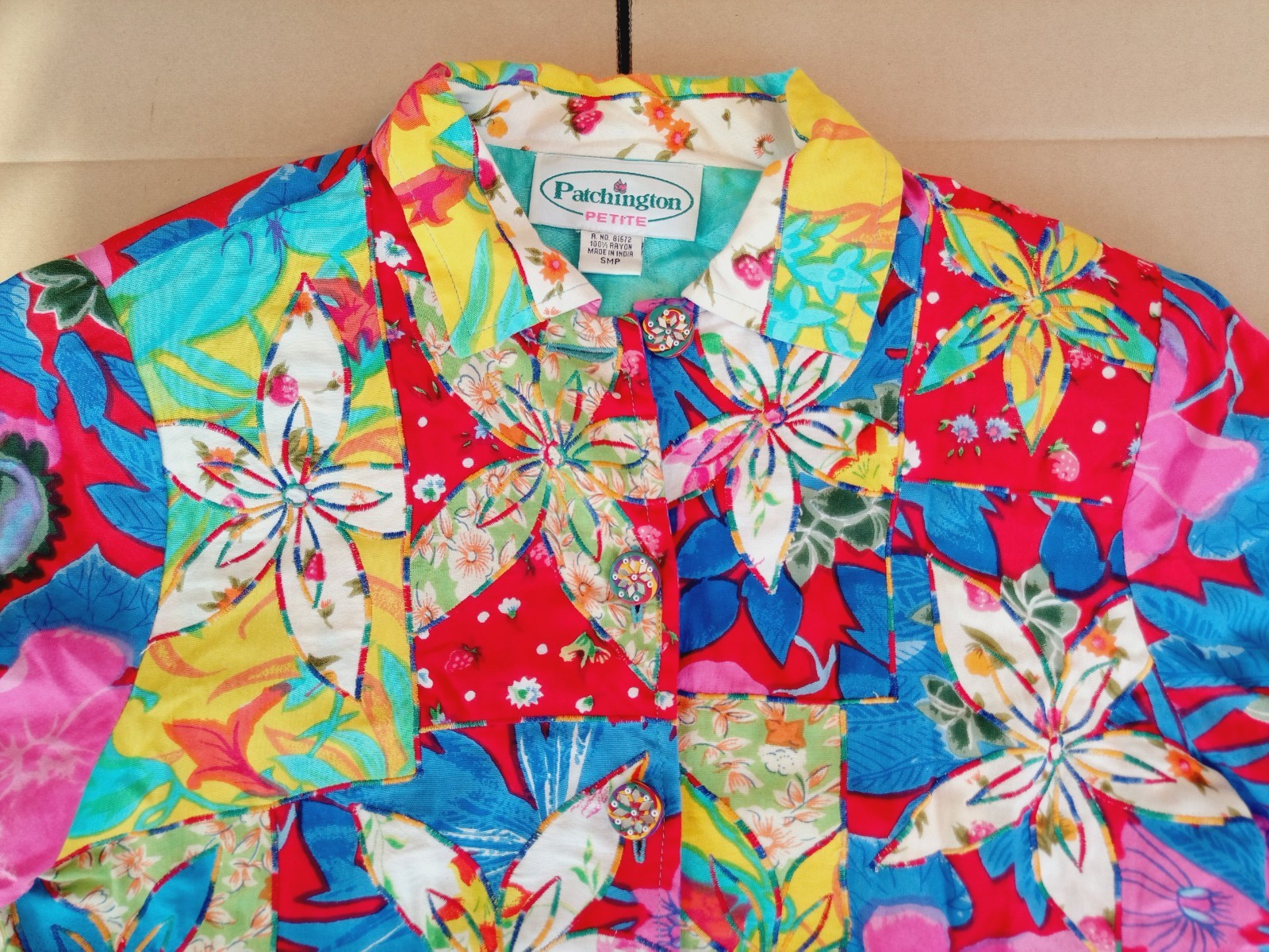 Vintage Patchwork Jacket Womens Small Petite Quil… - image 2