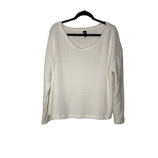 Gap Women's Long Sleeve V-Neck Soft Chenille Pullover Sweater Size 2XL White NWT