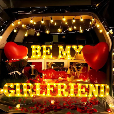 Be My Girlfriend Light up Letters Proposing Decorations Set Includes 14 LED