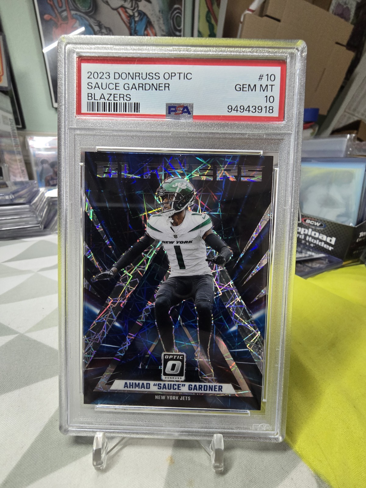 2023 Panini Optic Sauce Gardner Blazers PSA 10 Case Hit #10 New York Jets