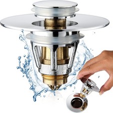 Universal Bathroom Sink Stopper - Stainless Steel Bounce Drain Filter, Pop up Dr