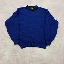 Vintage abstract knitted jumper Patterned Grandad knit sweater Men's L