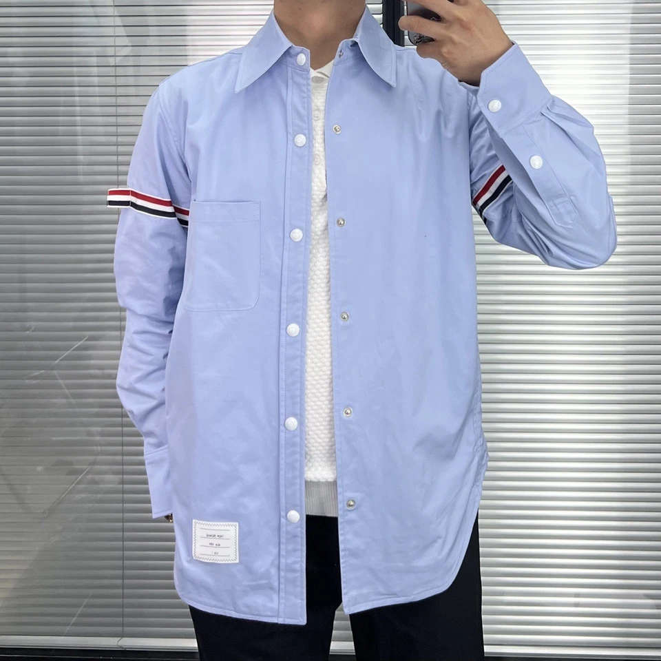 Chaqueta Camisa Thom Browne Hombre/Mujer Primavera Manga Doble Rayas Manga Larga Foto 3 de 4