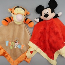 Disney Baby Tigger Orange Mickey Lovey Blanket Satin Trim Teether Lovey lot