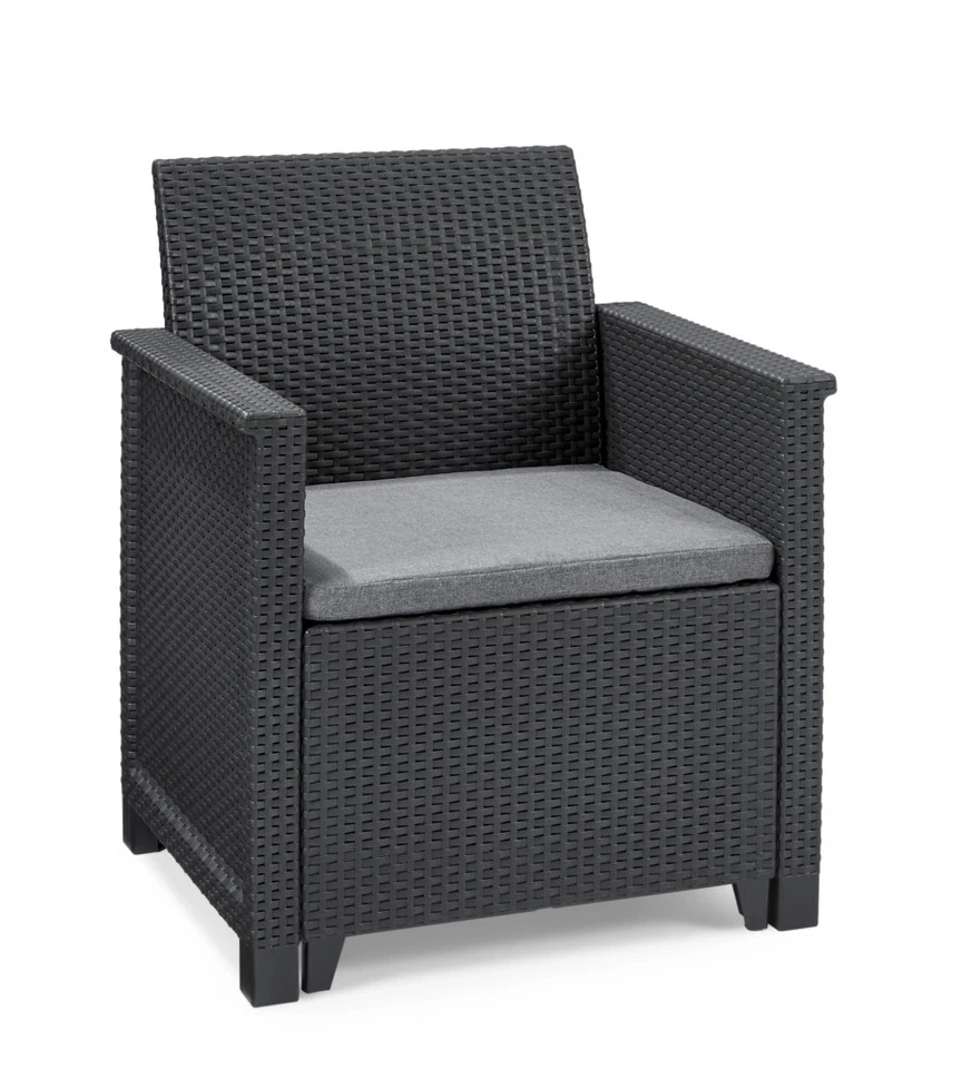 SET DA GIARDINO KETER "EMMA BALCONY" CON 2 POLTRONE E TAVOLO, COLORE GRAFITE ... - Immagine 4 di 4