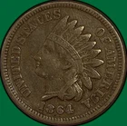 1864 Copper Nickel Indian Head Cent Choice Very Fine VF+/XF Coin, Scratch #43424