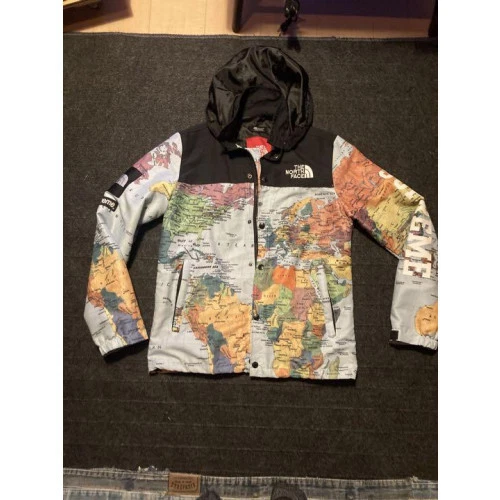 Veste de collaboration Supreme x The North Face, imprimé carte du monde, homme, taille M