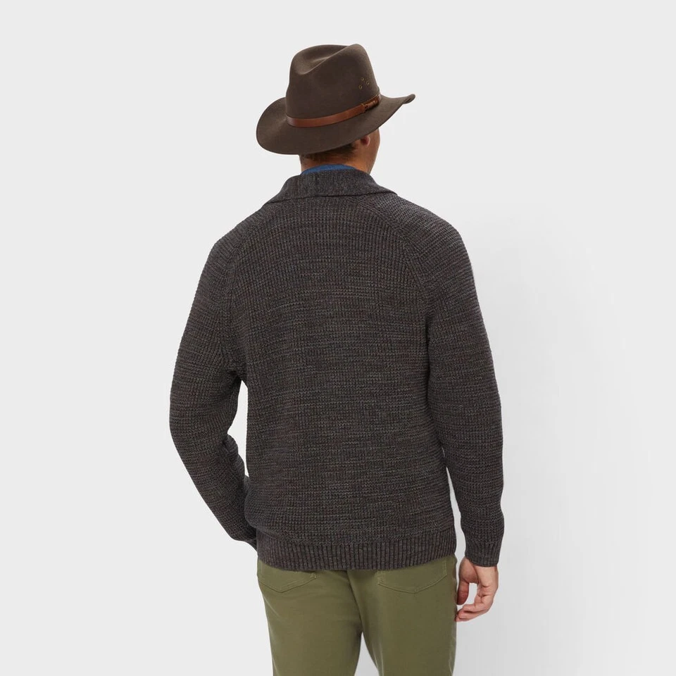 Men's Burly Retirement Shawl Collar Waffle Cardigan | Heavy Knit Sweater Jacket - Image 3 of 4