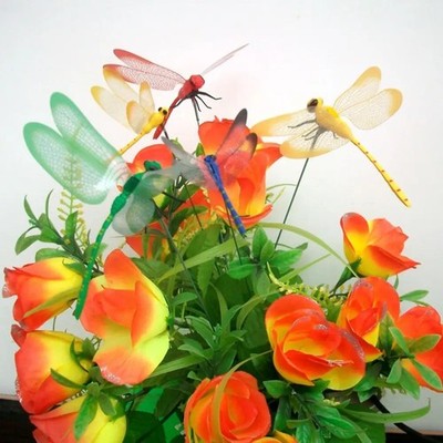 10 Pcs 3D Dragonfly Garden Decor Dragon Fly Garden Stakes Dragonflies Garden New