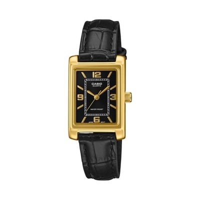 Womens Wristwatch CASIO LTP-1234PGL-1AEF Leather Black Golden Vintage