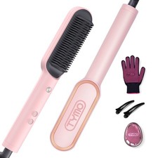 TYMO HC100G Ring Hair Straightener Brush, Flat Iron Comb with 5 Temperature
