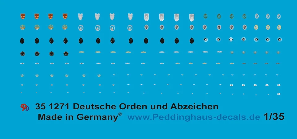 Peddinghaus-Decals 1/35 1271 Allemand Orden, Signes, Insigne de Coiffure N°1