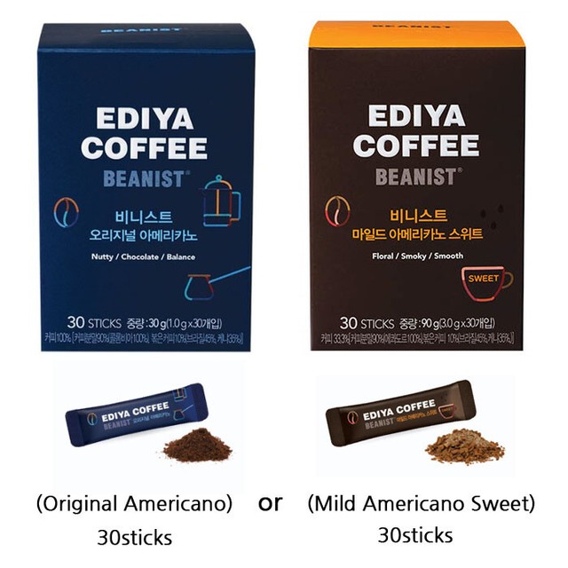 Ediya Beanist Mini Coffee 30sticks (Original or Mild) Korean New