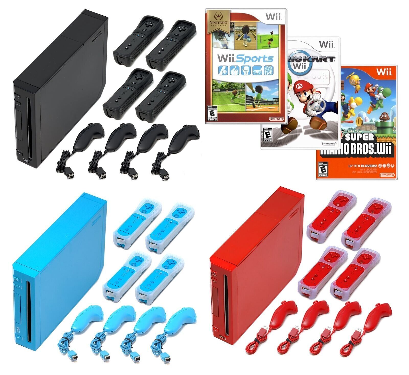 Authentic Wii Console + Pick Black Blue Red Wii Sports Mario & More + US Seller