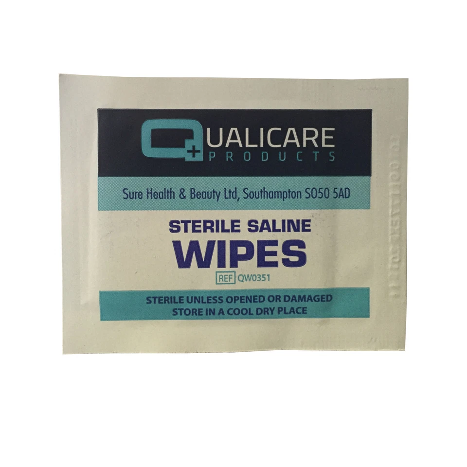 QUALICARE FIRST AID STERILE SALINE ALCOHOL FREE SKIN SAFE WOUND CLEANSING WIPES