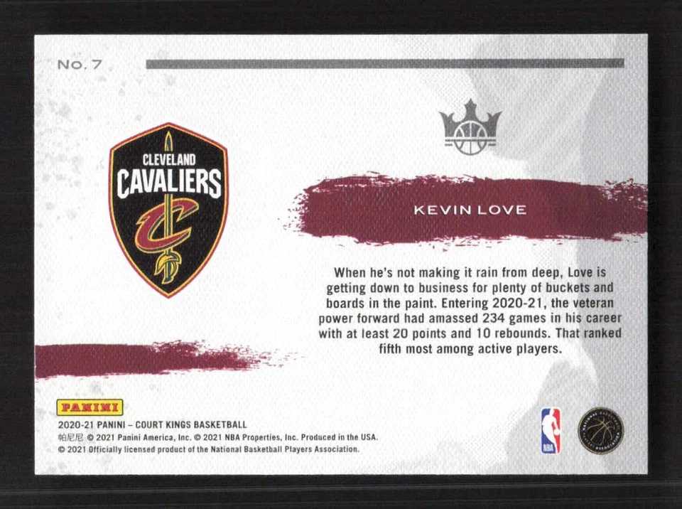 Kevin Love 2020-21 Panini Court Kings Points in the Paint Cleveland Cavaliers #7 - Image 2 of 2