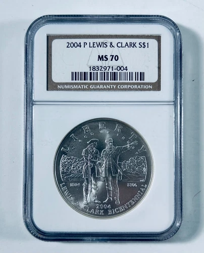 2004 P Lewis & Clark Commemorative Silver Dollar $1, NGC MS70