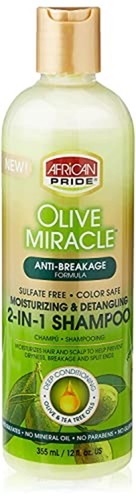 African Pride Olive Miracle 2-in-1 Shampoo and Conditioner, 12  Assorted Sizes 