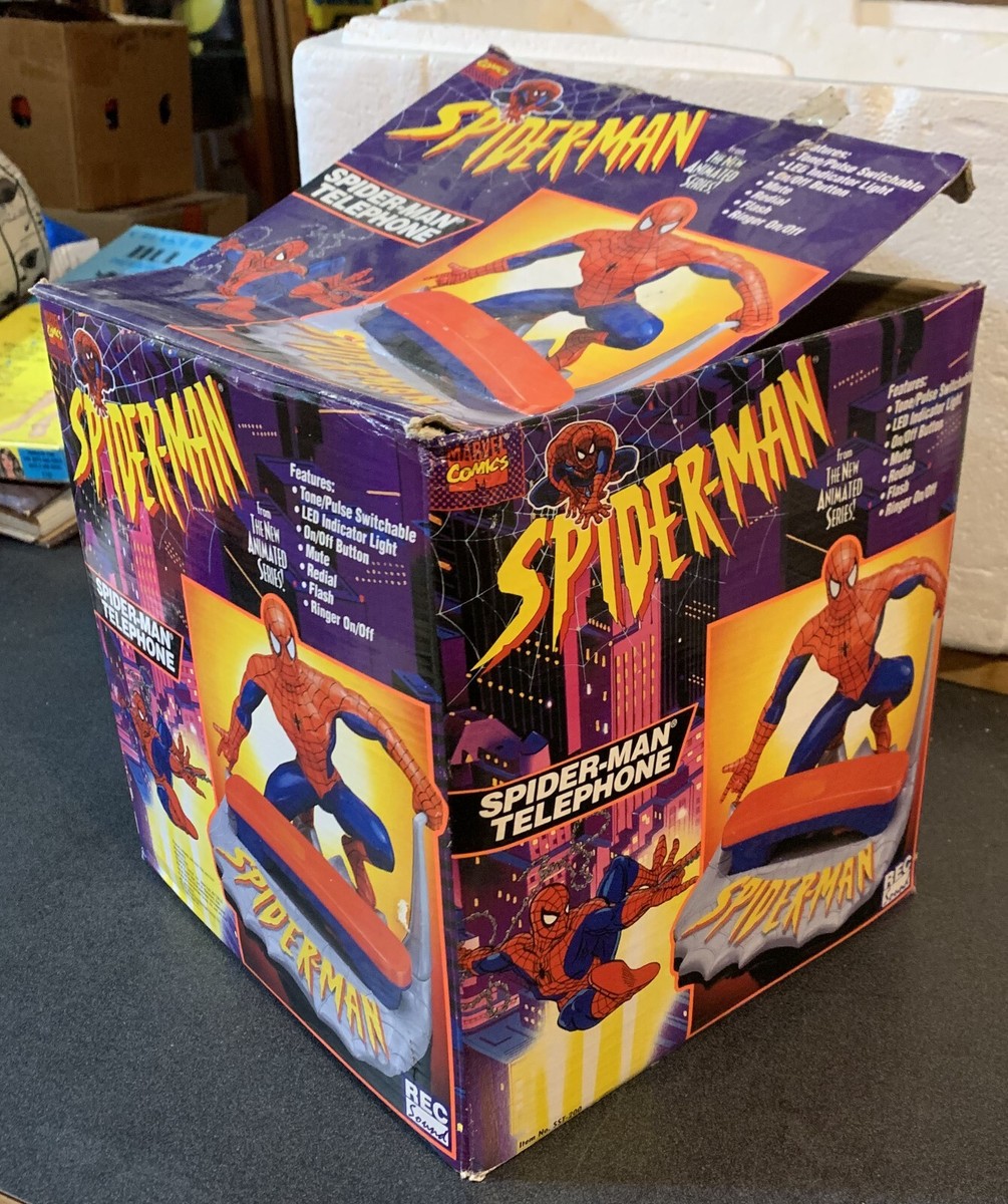 MARVEL スパイダーマン ANIMATED PHONE 電話器 フィギュア 1994 sst-200 marvel SPIDER-MAN animated landline telephone