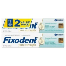Fixodent Pure Strength Denture Adhesive Cream, 2.4 oz (Pack Of 2)