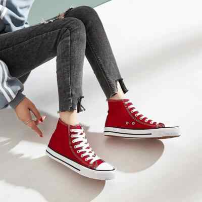 NEU HERREN DAMEN UNISEX RETRO ROT WEISS HOCH BASEBALL STIEFEL SPORTSCHUH UK 4 5 6 7
