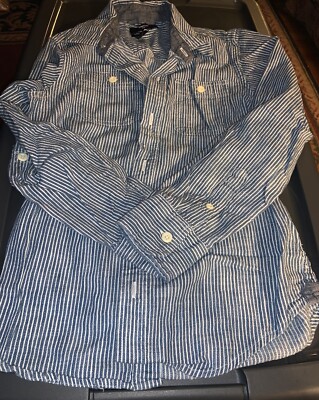 Chemise à Boutons George Pour Garçon - Taille M 8/10, Manches Longues, Bleue, Occasion Très Bon état