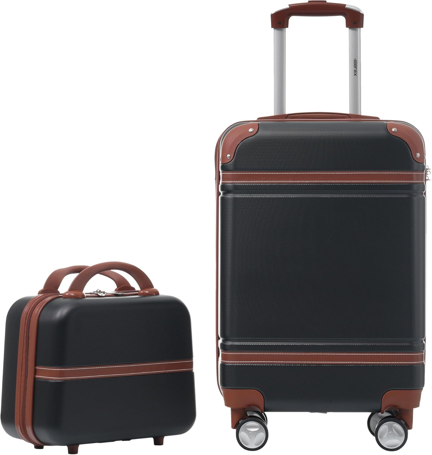 Carry on Luggage, Hardside 20 Inch Suitcase Set with Cosmetic Case, Vintage Trav-image
