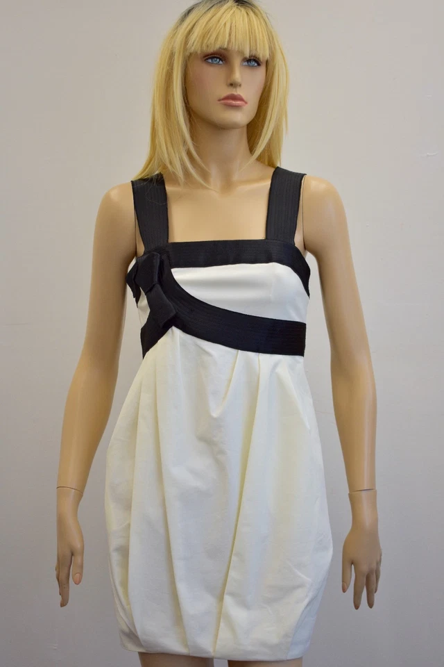 Robert Rodriguez черный/слоновой кости шелк атласное платье размер 2 на продажу rf - Изображение 4 из 4