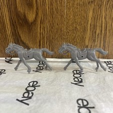Vintage Cowboy and Indian Plastic 1970's Horse Lot of 2 Gray Horses