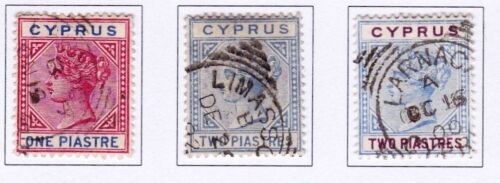 Chipre 1881 1pi azul y rojo, 2pi (ambos colores) (J410e) - Imagen 1 de 1