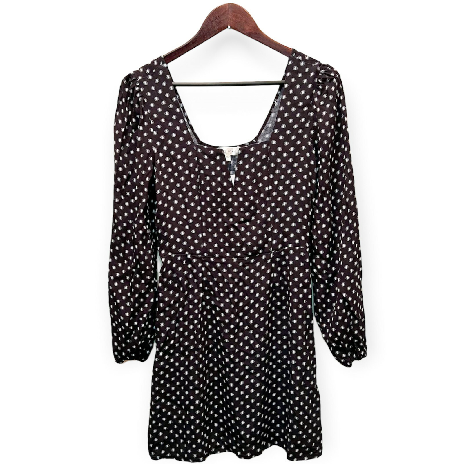 Abito donna Fila A taglia L scollo a cuore volant manica lunga pois nero