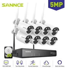 SANNCE Wireless 8CH NVR HD 5MP IP WIFI Security Camera System Two Way Audio AI 