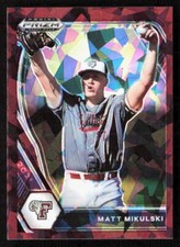 2021 Panini Prizm Draft Picks Matt Mikulski Burgundy Cracked Ice /23 #PDP50