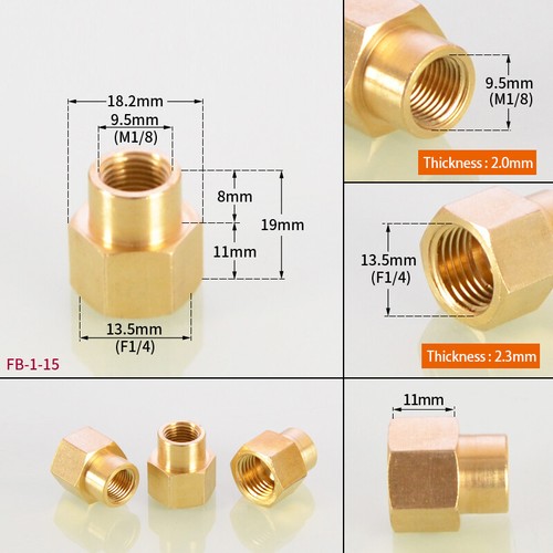 Double Female Brass Pipe Connector Equal / Reducing 1/8" 1/4" 3/8" 1/2" 3/4" 1" - Picture 8 of 23