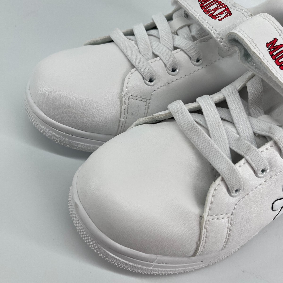 Disney Mickey Mouse Shoes White Sneakers Hook Loop Kids Size