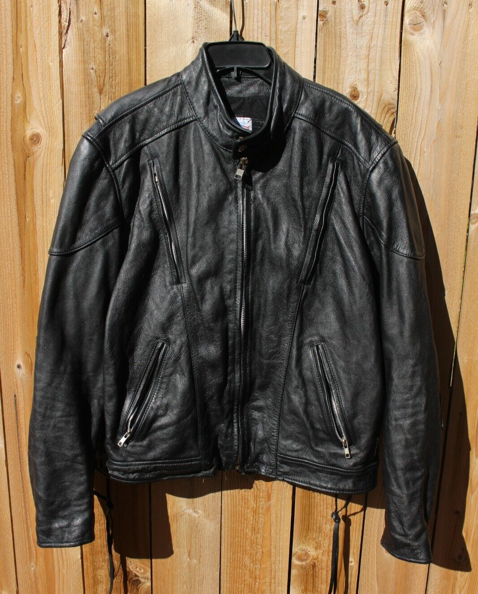 VTG Orchard Branded Garments Leather Motorcycle Jacket Lace Cafe