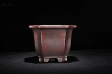 5.3in Chinese Classical Yixing Zisha Natural Clay Planter, Handmade Bonsai Decor