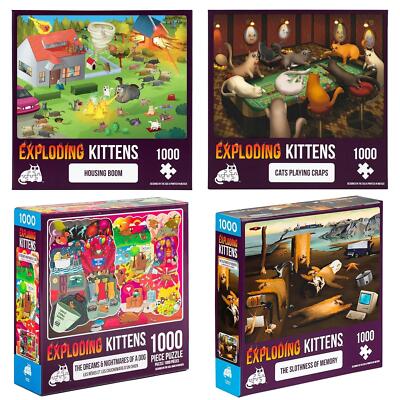 Exploding Kittens Jigsaw Puzzle Novelty Cats Illustrated Images 1000 ...
