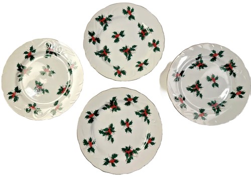Lefton Yuletide Holly Salad Dessert Plate 7805 Berries Hand Painted Christmas - Picture 2 of 8