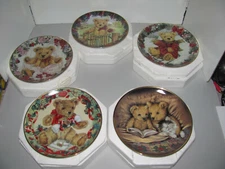 Teddy Bear Plates Franklin Mint x 5 Plates Mixed Lot Selling As Is As Shown.