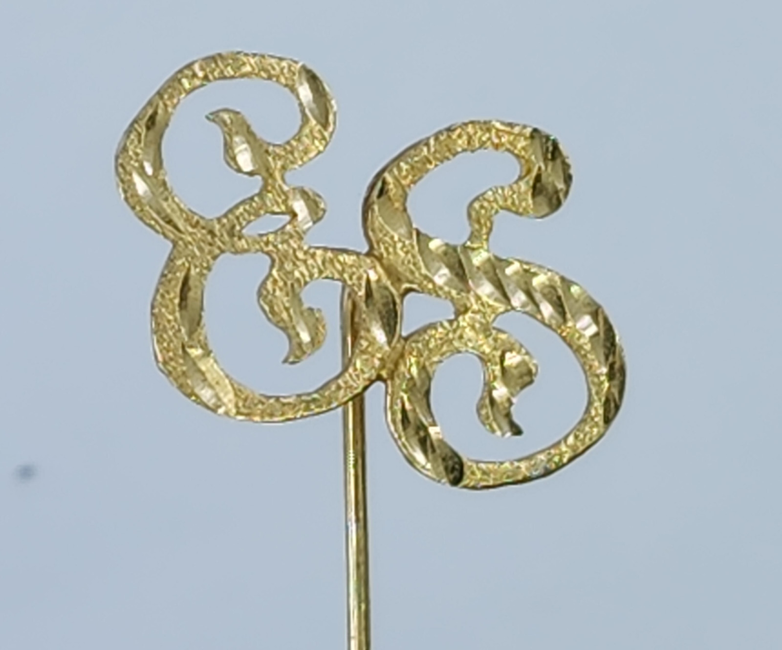 TEXTURED MONOGRAM INITIAL ES SOLID 14K GOLD PIN ~… - image 7